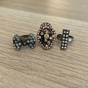 Vintage Style Costume Jewelry Ring Set